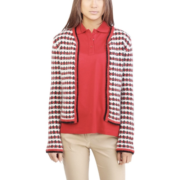 MONCLERWool Mohair Blend Tweed Cardigan Small